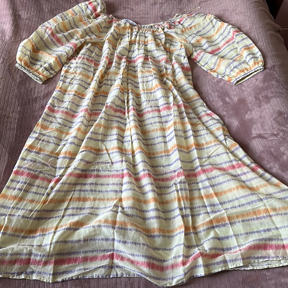 Zara midi dress yellow semi sheer sz small - Picture 4 of 8